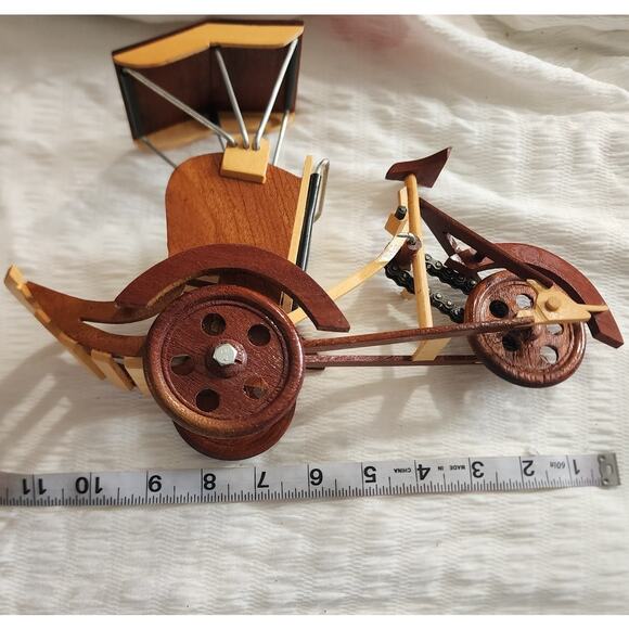 Wooden Handcrafted pedicab Model Asian Tricycle Trike Pedal Cart - Picture 7 of 8